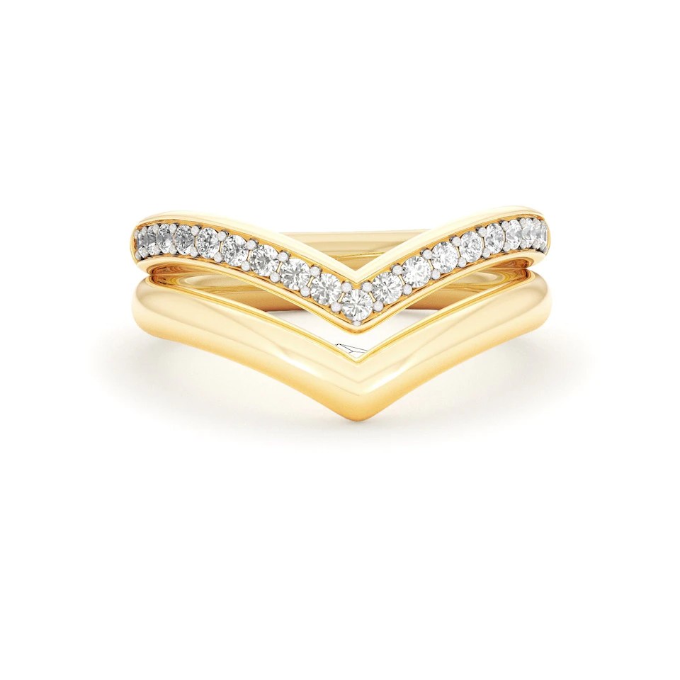 Dual 0.27ct Lab Diamond Stacking Wishbone Ring in 18K Gold Vermeil