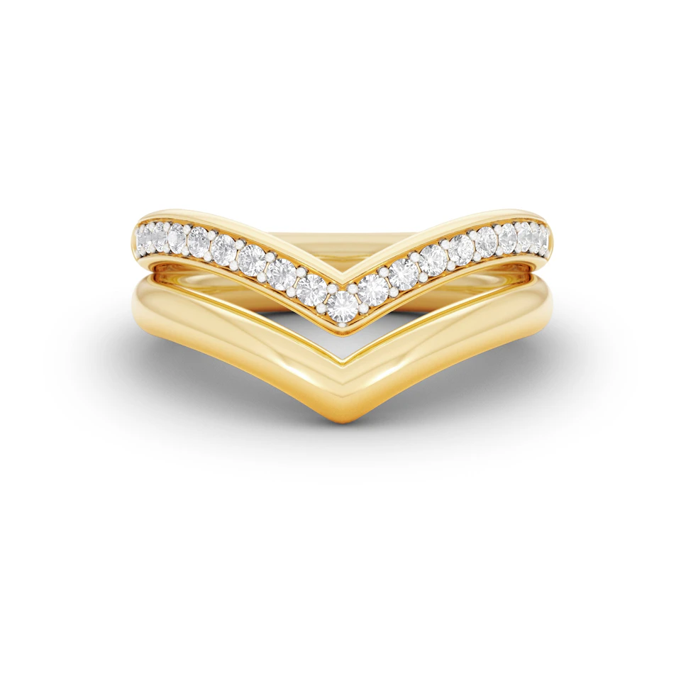 Dual 0.27ct Lab Diamond Stacking Wishbone Ring in 18K Gold Vermeil