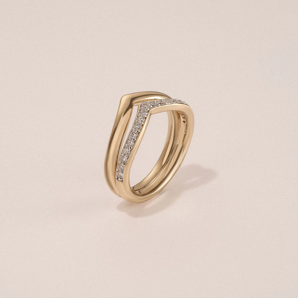 Dual 0.27ct Lab Diamond Stacking Wishbone Ring in 18K Gold Vermeil