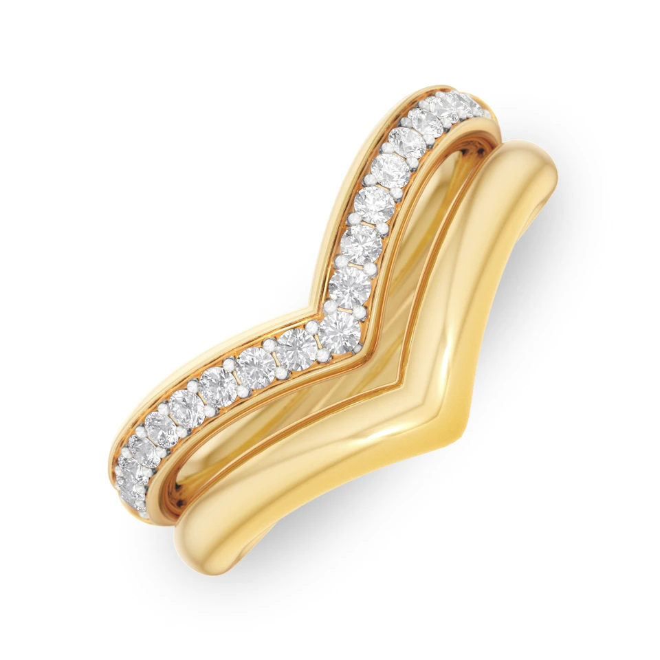 Dual 0.27ct Lab Diamond Stacking Wishbone Ring in 18K Gold Vermeil