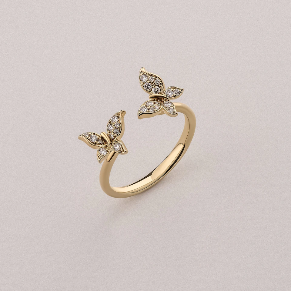 Papillon 0.20ct Lab Diamond Ring 18K Gold Vermeil