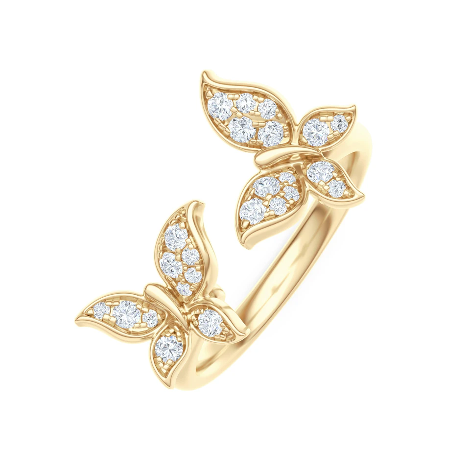 Papillon 0.20ct Lab Diamond Ring 18K Gold Vermeil