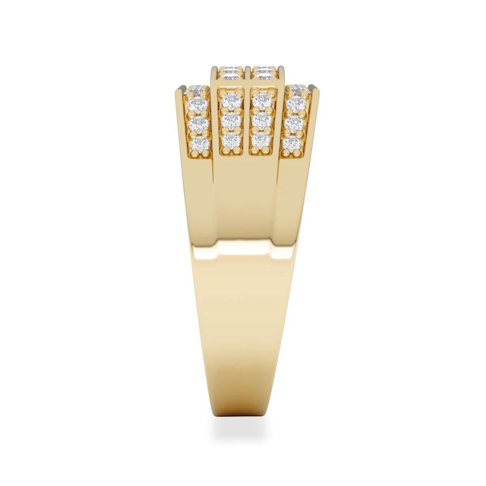 Men's 1.05ct Lab Diamond Pave Encrusted Ring in 18K Gold Vermeil