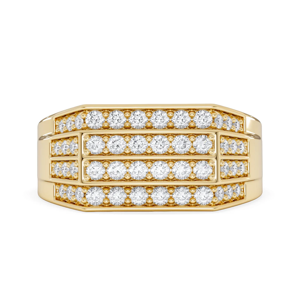 Men's 1.05ct Lab Diamond Pave Encrusted Ring in 18K Gold Vermeil