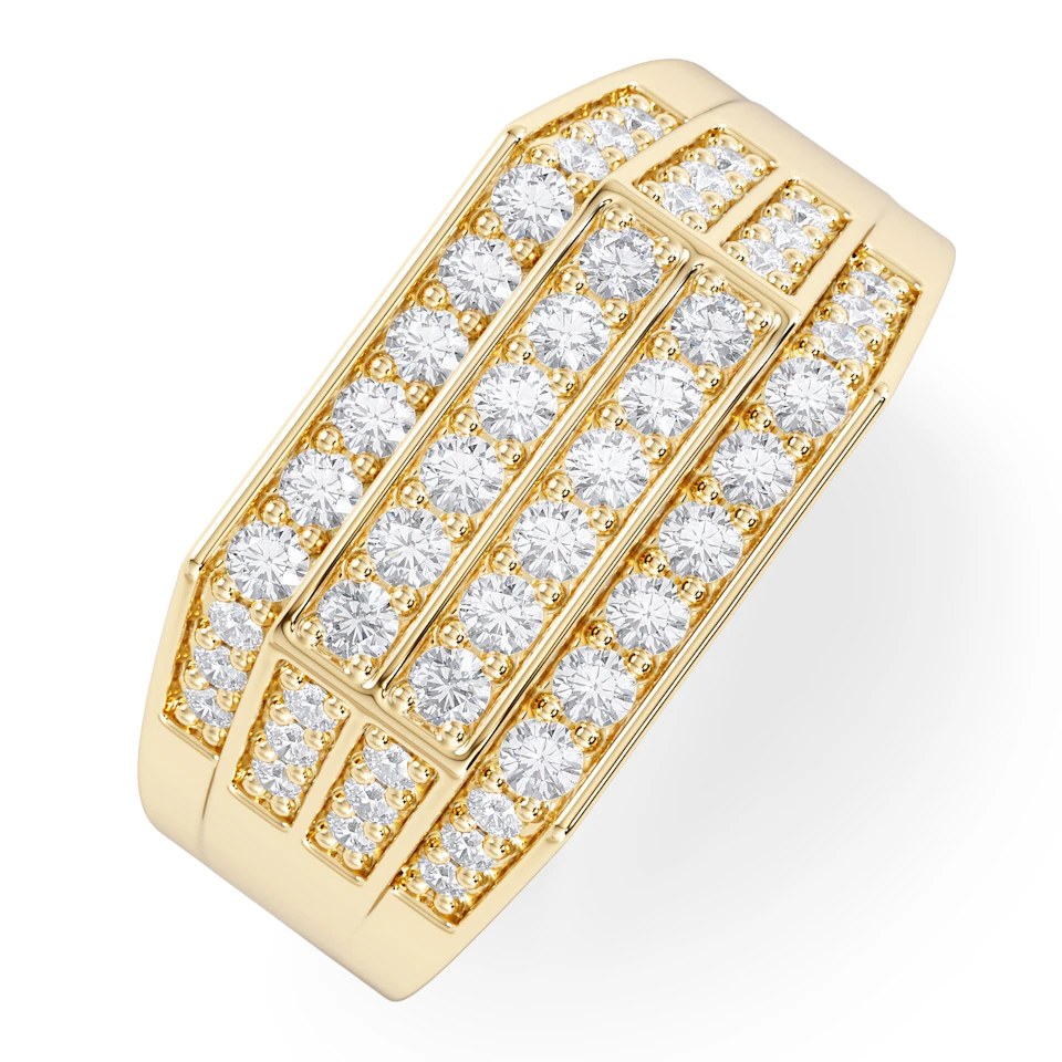 Men's 1.05ct Lab Diamond Pave Encrusted Ring in 18K Gold Vermeil