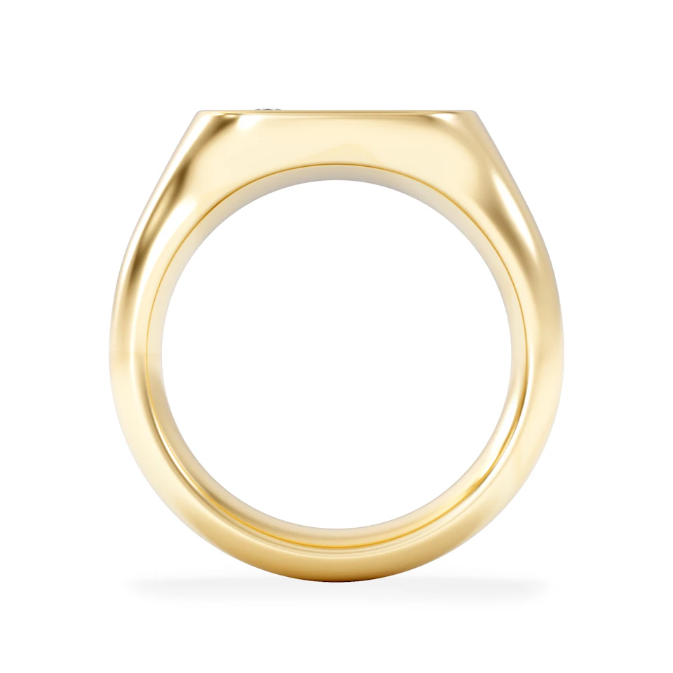 Crest 0.03ct Lab Diamond Men's Square Signet Ring in 18K Yellow Gold Vermeil