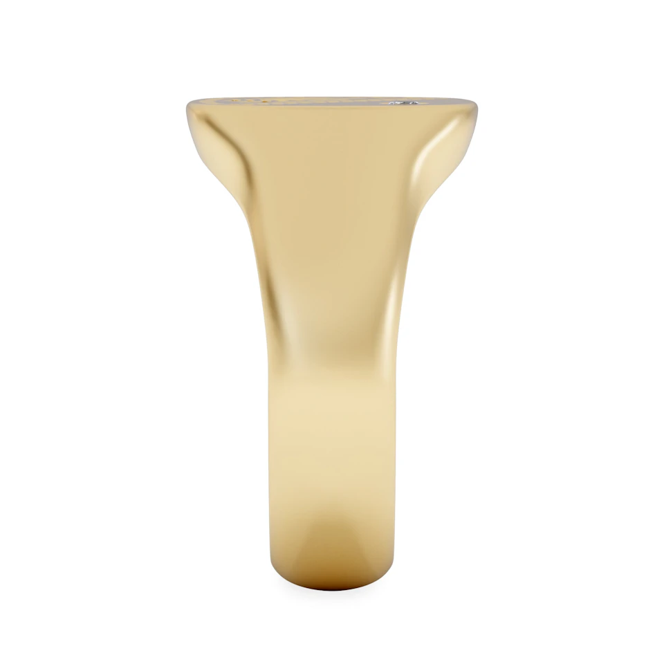 Crest 0.03ct Lab Diamond Men's Square Signet Ring in 18K Yellow Gold Vermeil