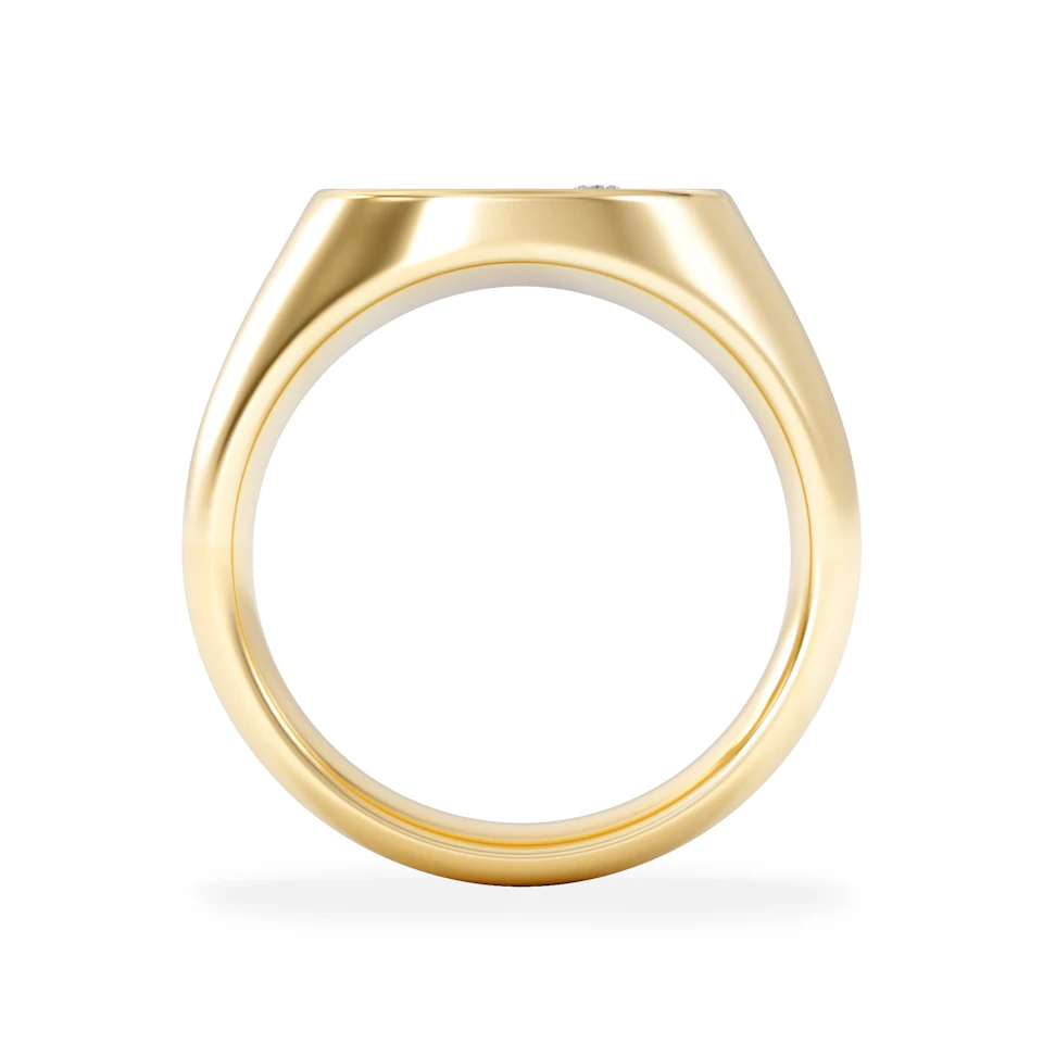 Crest 0.03ct Lab Diamond Men's Oval Signet Ring in 18K Yellow Gold Vermeil
