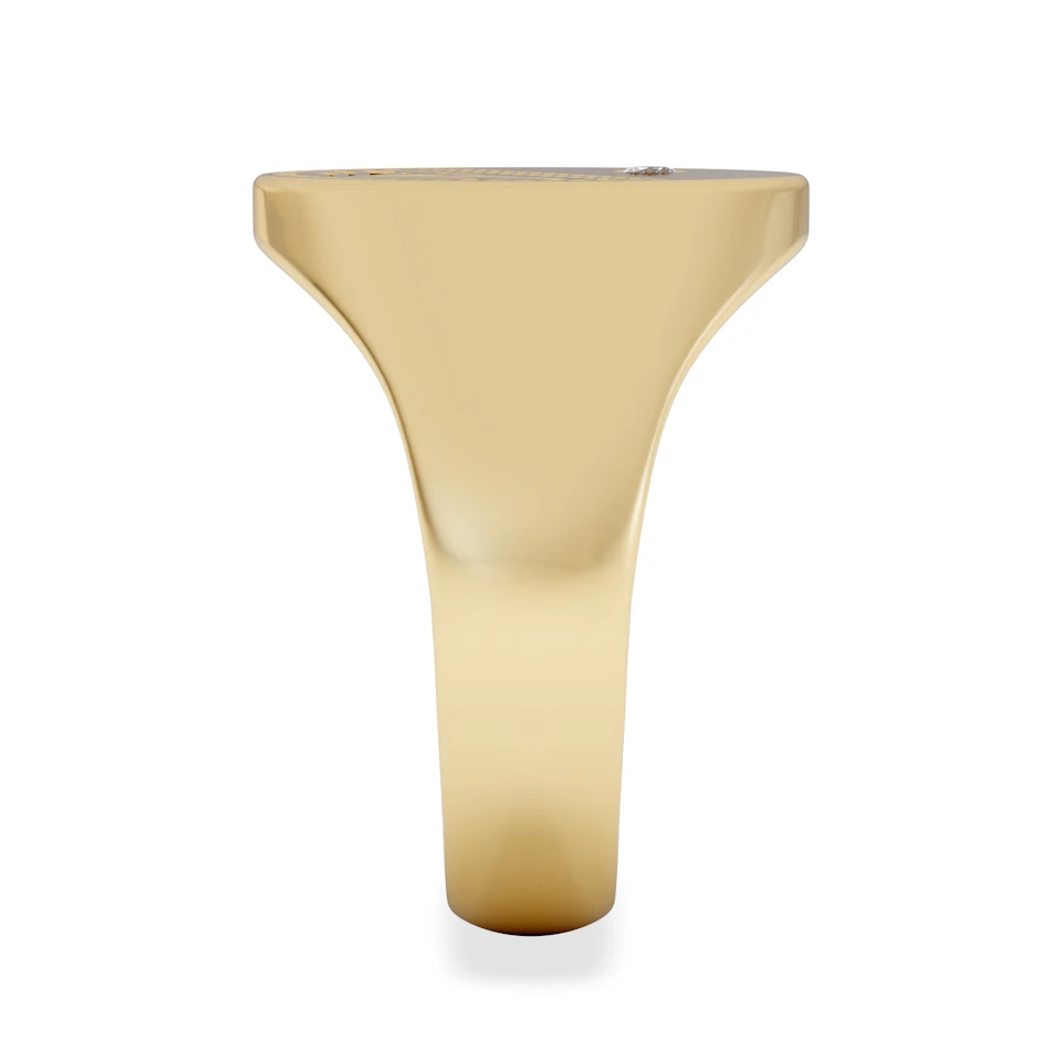 Crest 0.03ct Lab Diamond Men's Oval Signet Ring in 18K Yellow Gold Vermeil