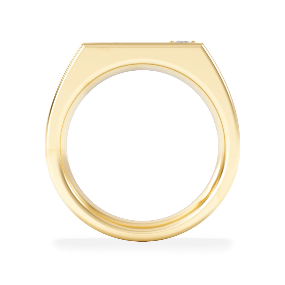 Crest 0.03ct Lab Diamond Men's Rectangle Signet Ring in 18K Yellow Gold Vermeil