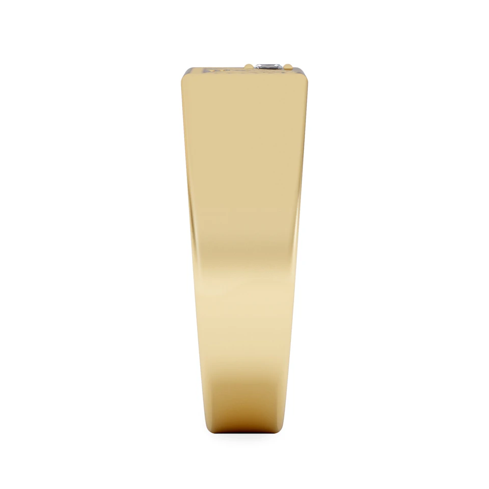 Crest 0.03ct Lab Diamond Men's Rectangle Signet Ring in 18K Yellow Gold Vermeil