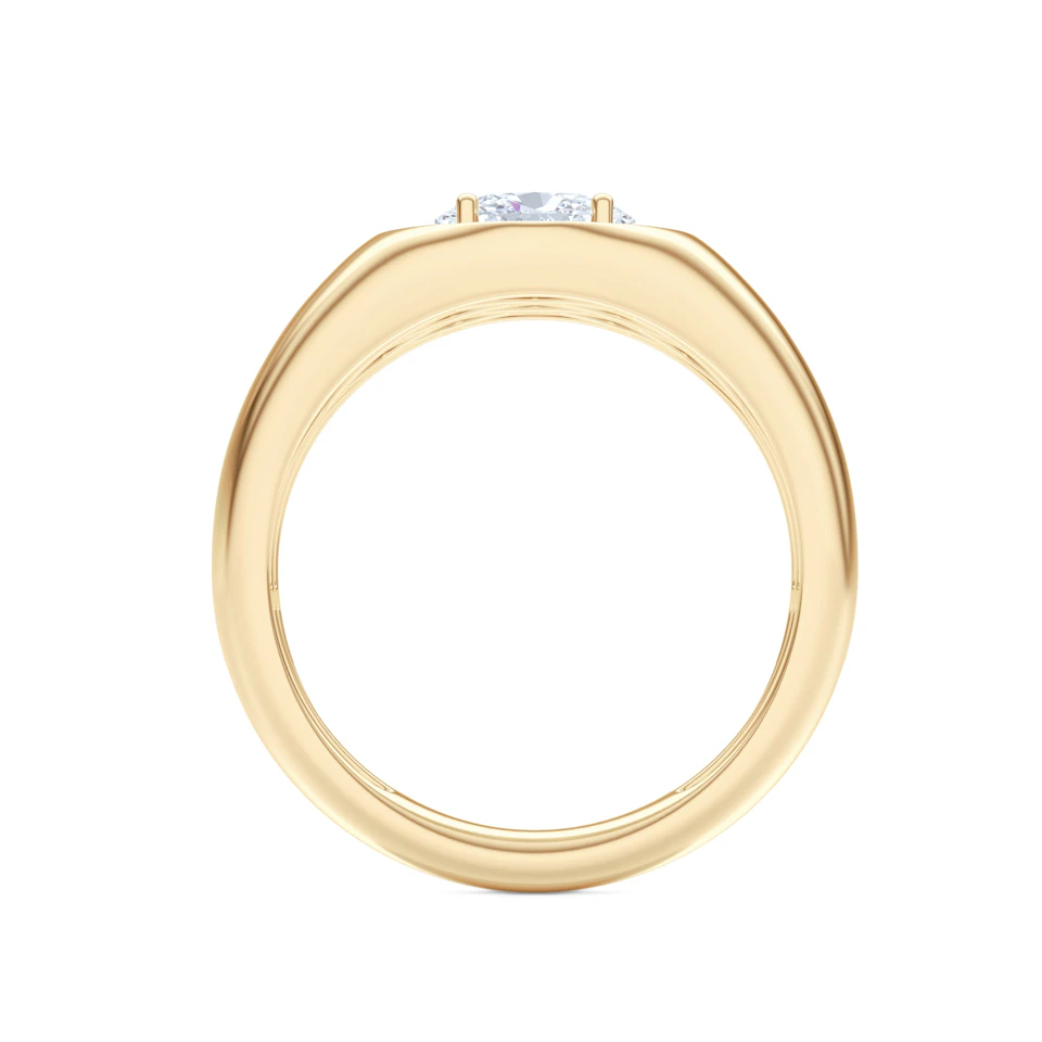 Men’s 0.62ct Oval Cut Lab Diamond Halo Signet Ring in 18k Gold Vermeil