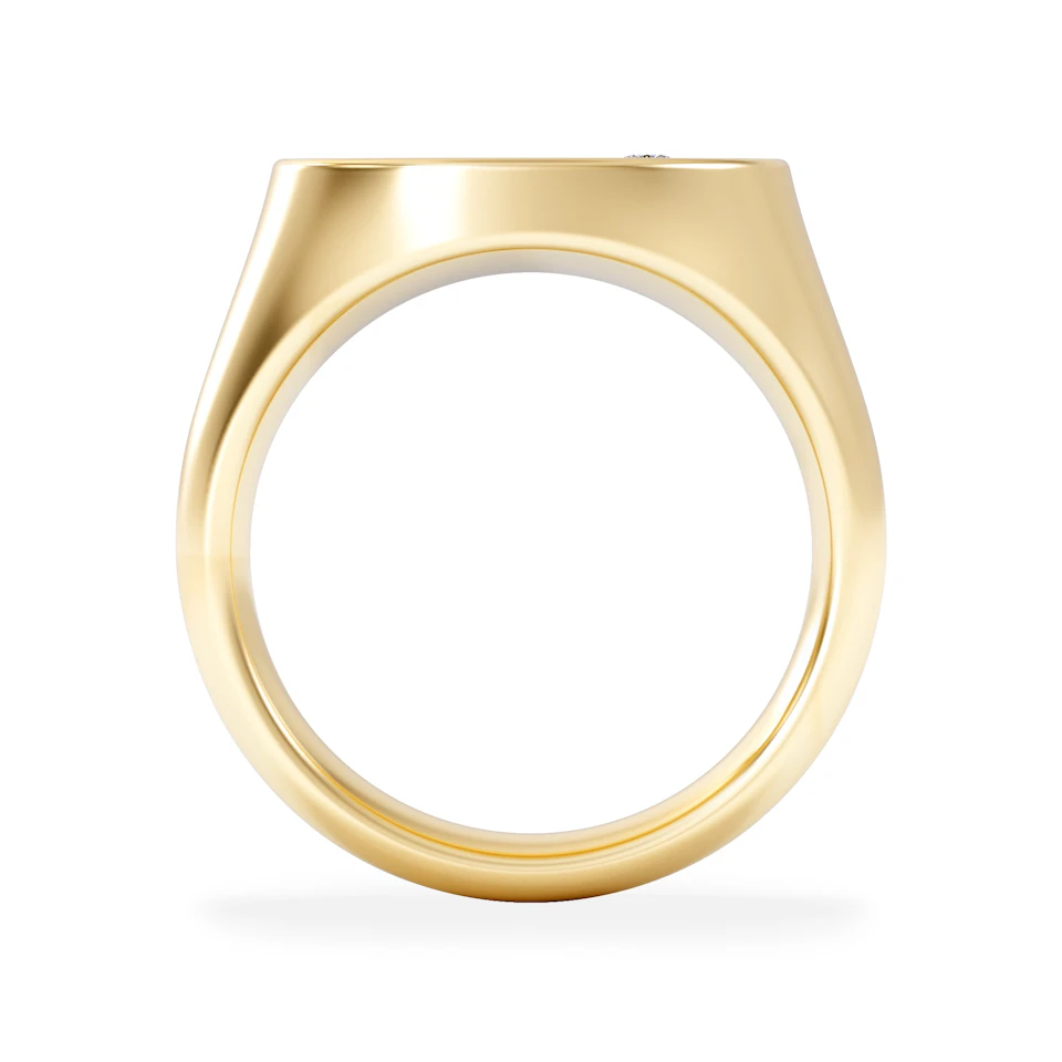 Crest 0.03ct Lab Diamond Men's Round Signet Ring in 18K Yellow Gold Vermeil