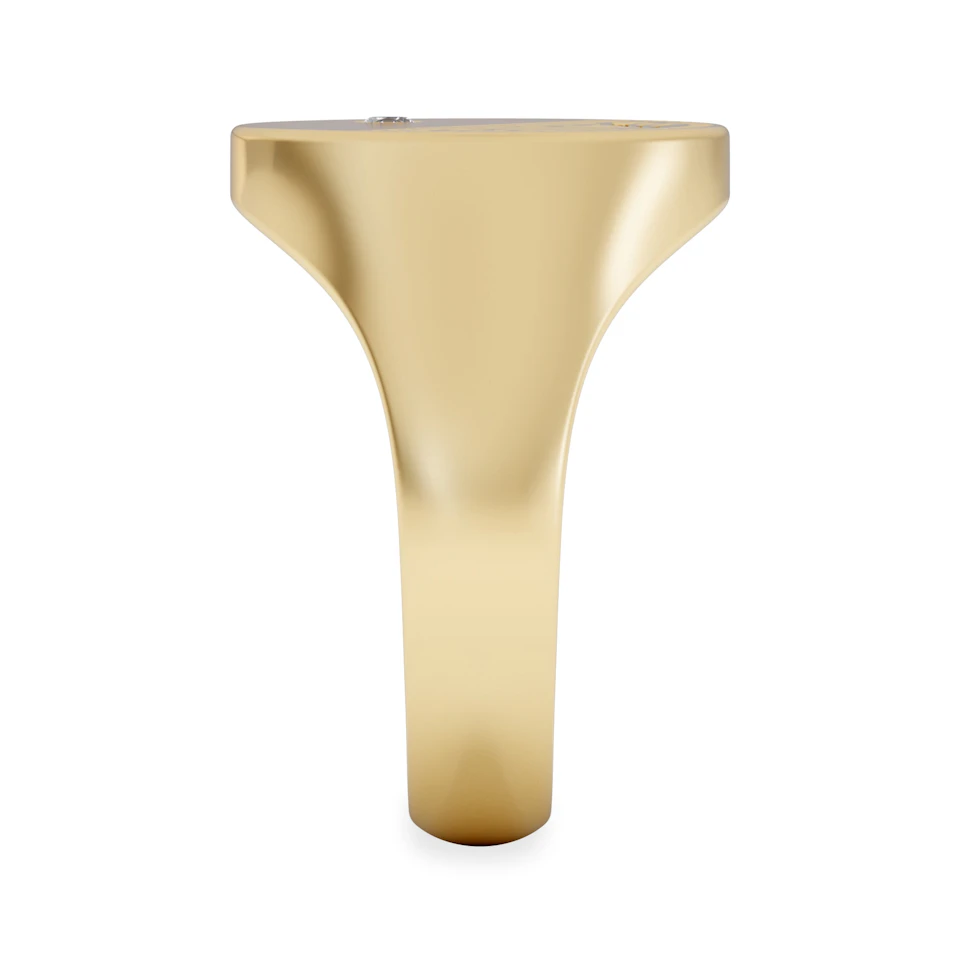 Crest 0.03ct Lab Diamond Men's Round Signet Ring in 18K Yellow Gold Vermeil