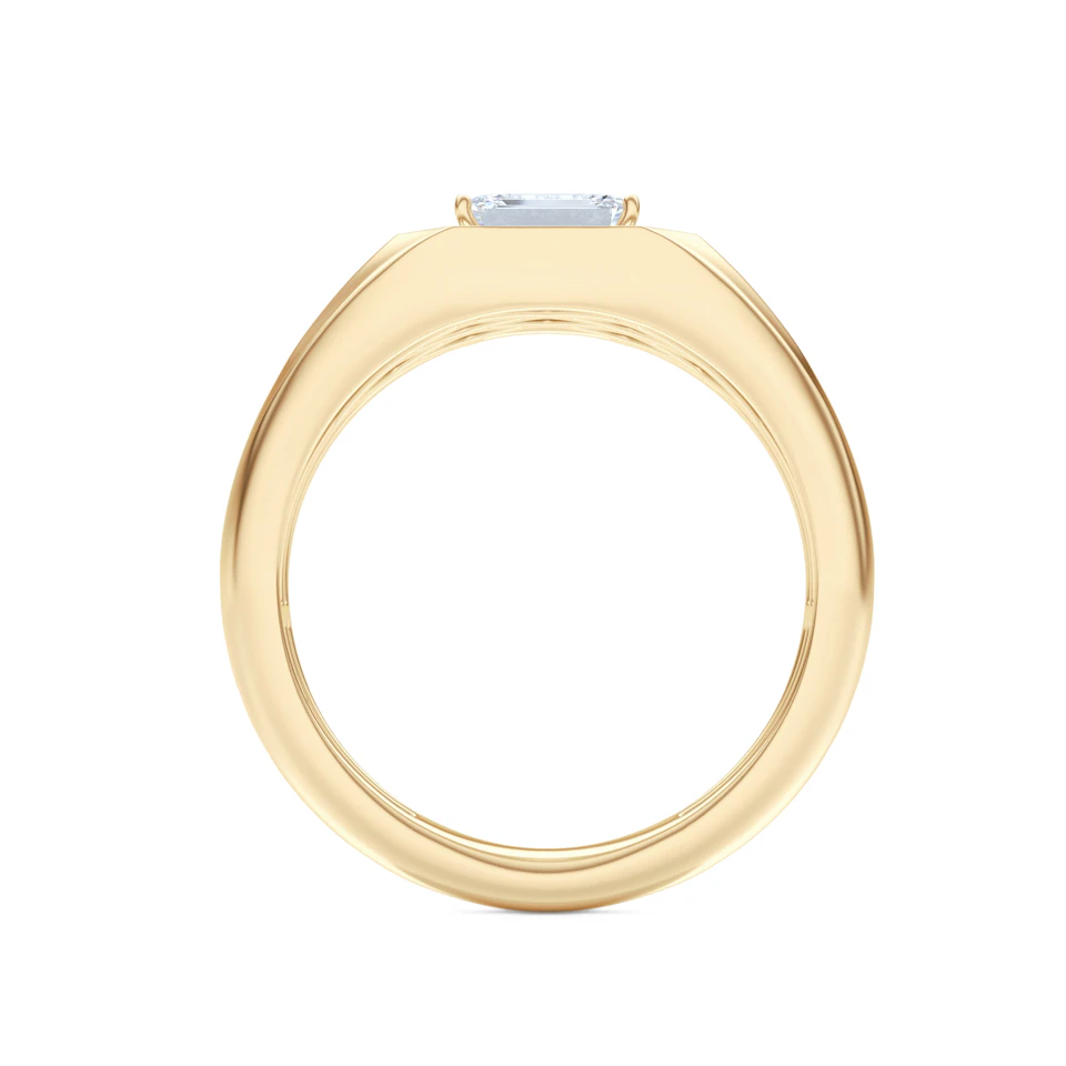 Men’s 0.62ct Emerald Cut Lab Diamond Halo Signet Ring in 18k Gold Vermeil