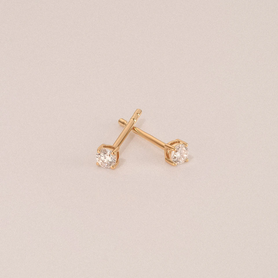 0.15ct Round Cut Lab Diamond Stud Earrings in 18K Gold Vermeil