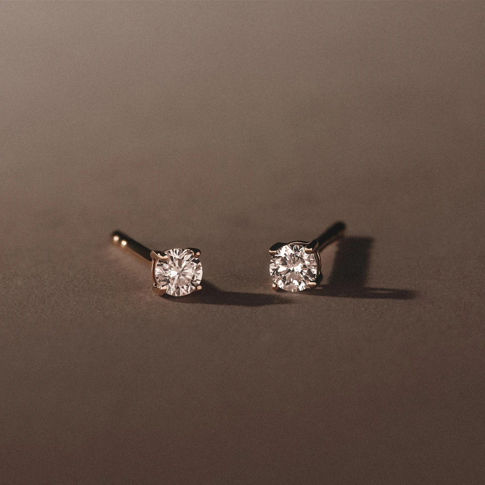 0.15ct Round Cut Lab Diamond Stud Earrings in 18K Gold Vermeil