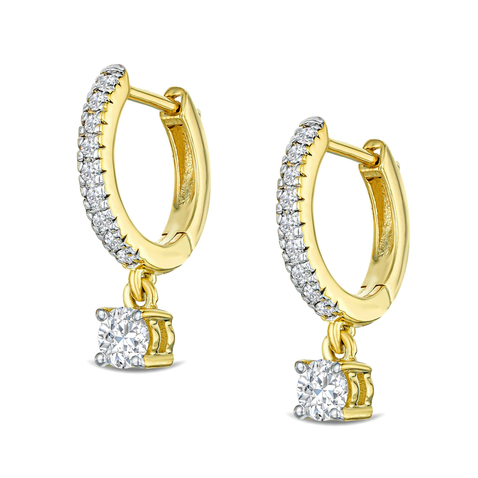 Stellato Huggie Drop Lab Diamond Earrings 0.50ct in 18K Gold Vermeil