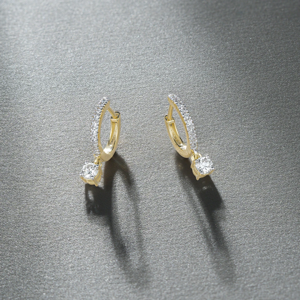 Stellato Huggie Drop Lab Diamond Earrings 0.50ct in 18K Gold Vermeil