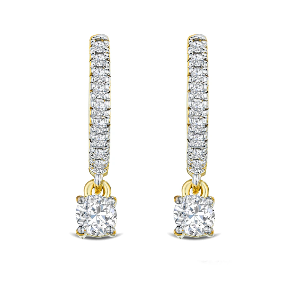 Stellato Huggie Drop Lab Diamond Earrings 0.50ct in 18K Gold Vermeil
