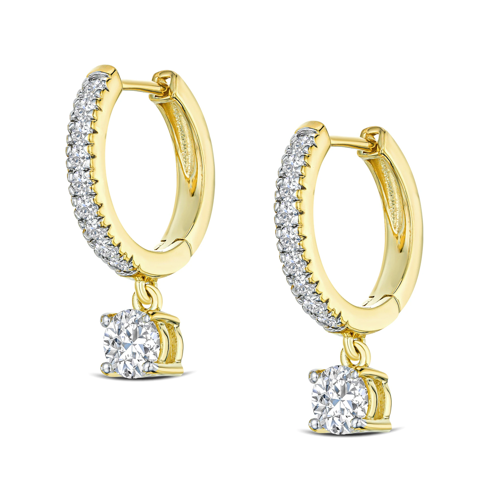 Stellato Hoop Drop Lab Diamond Earrings 1.00ct in 9K Gold