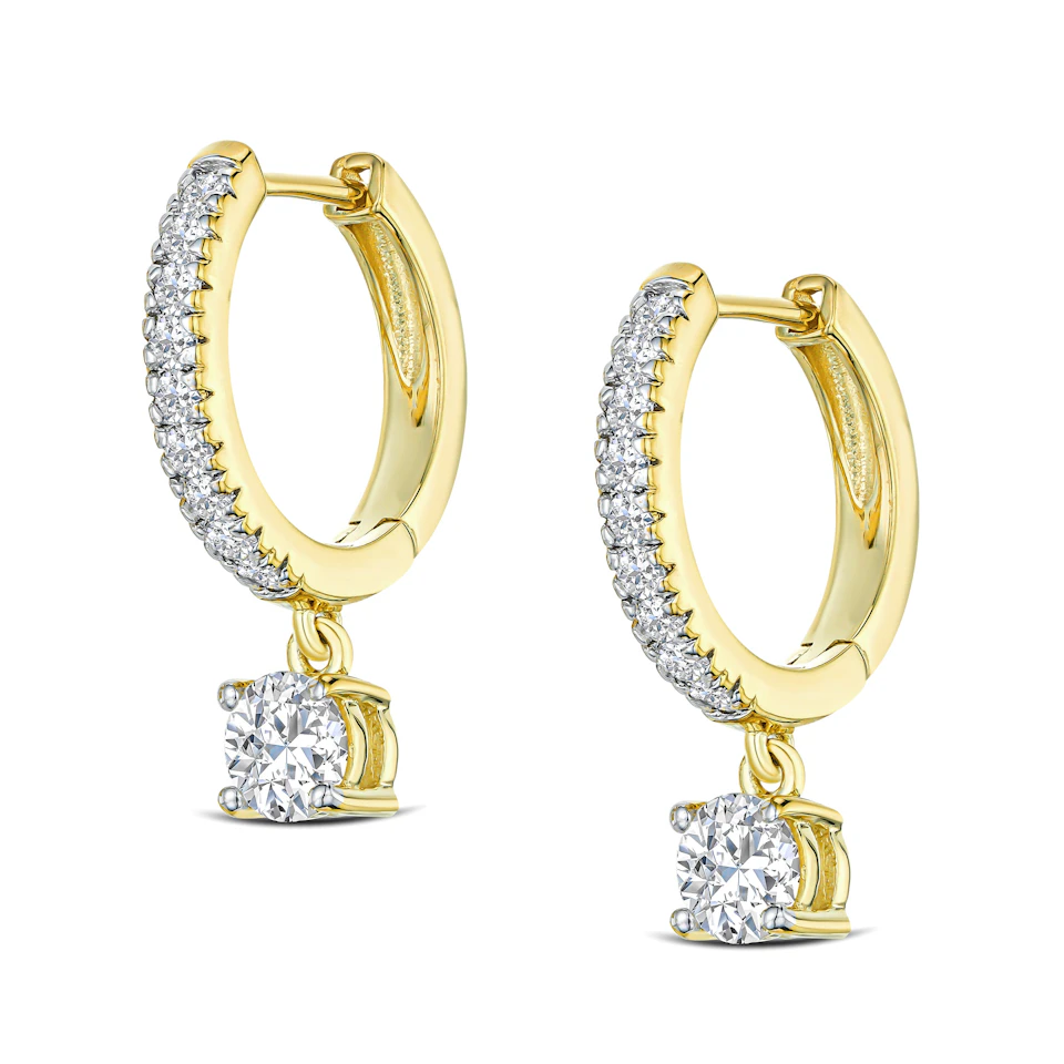 Stellato Huggie Drop Lab Diamond Earrings 1.00ct in 18K Gold Vermeil
