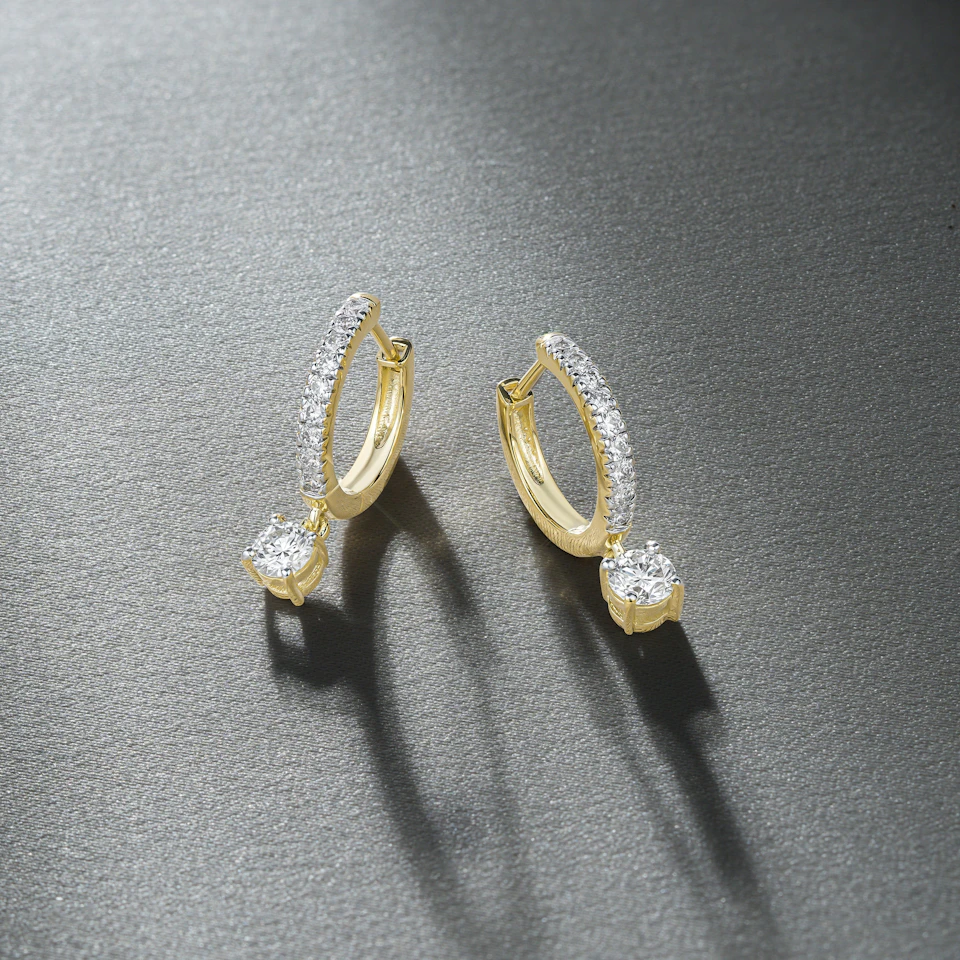 Stellato Huggie Drop Lab Diamond Earrings 1.00ct in 18K Gold Vermeil