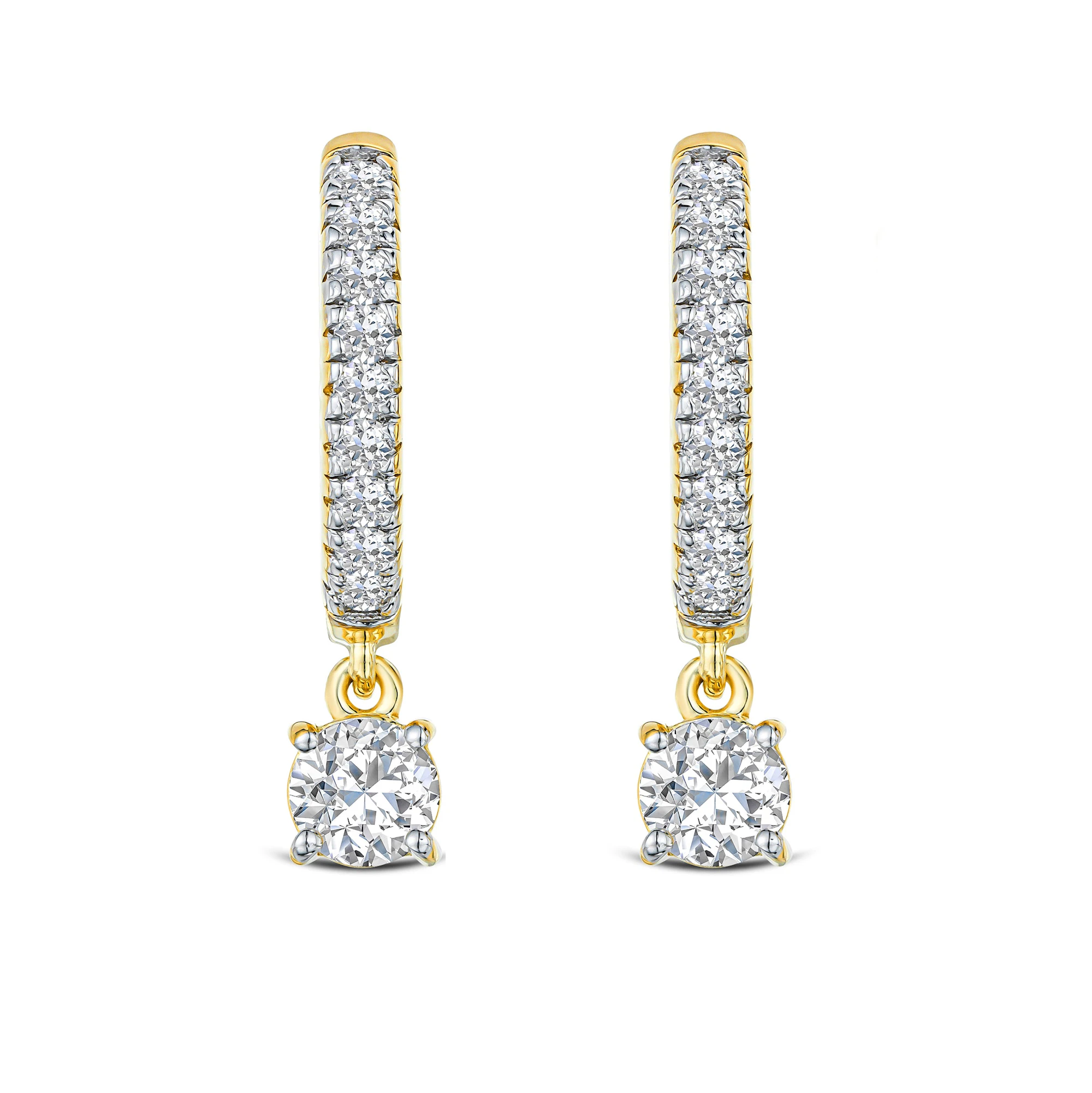 Stellato Hoop Drop Lab Diamond Earrings 1.00ct in 9K Gold
