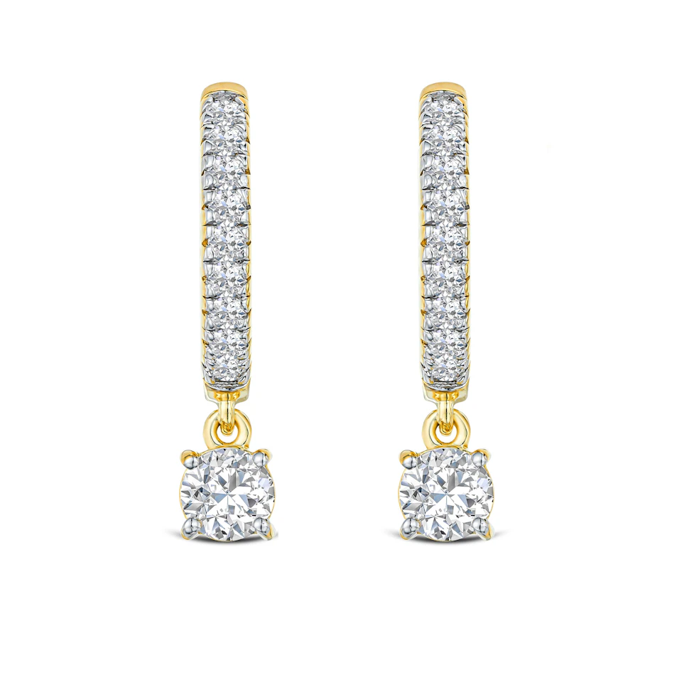 Stellato Huggie Drop Lab Diamond Earrings 1.00ct in 18K Gold Vermeil