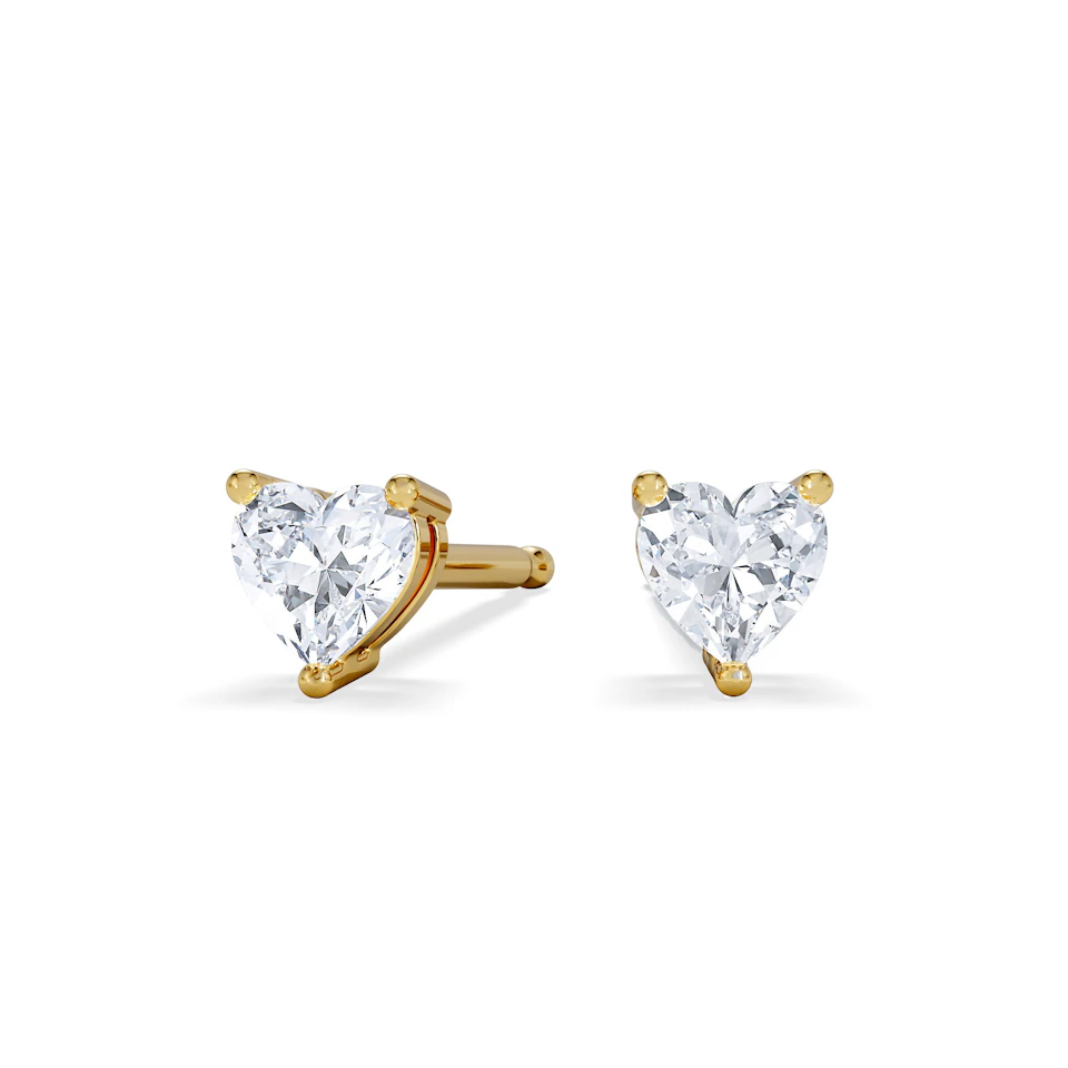 Naomi Heart Cut Lab Diamond Stud Earrings 0.30ct H/SI in 18k Gold Vermeil