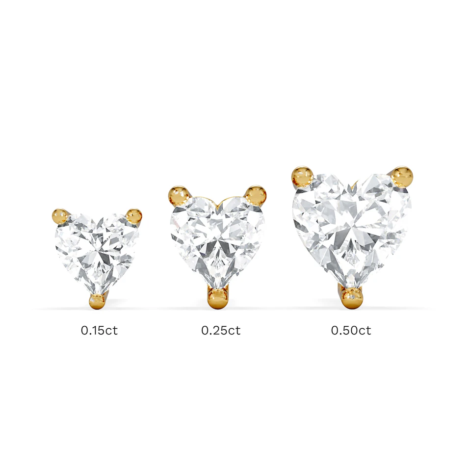 Naomi Heart Cut Lab Diamond Stud Earrings 0.30ct H/SI in 18k Gold Vermeil