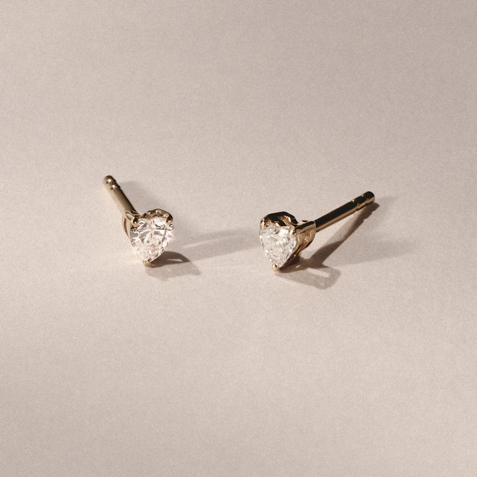 Naomi Heart Cut Lab Diamond Stud Earrings 0.30ct H/SI in 18k Gold Vermeil