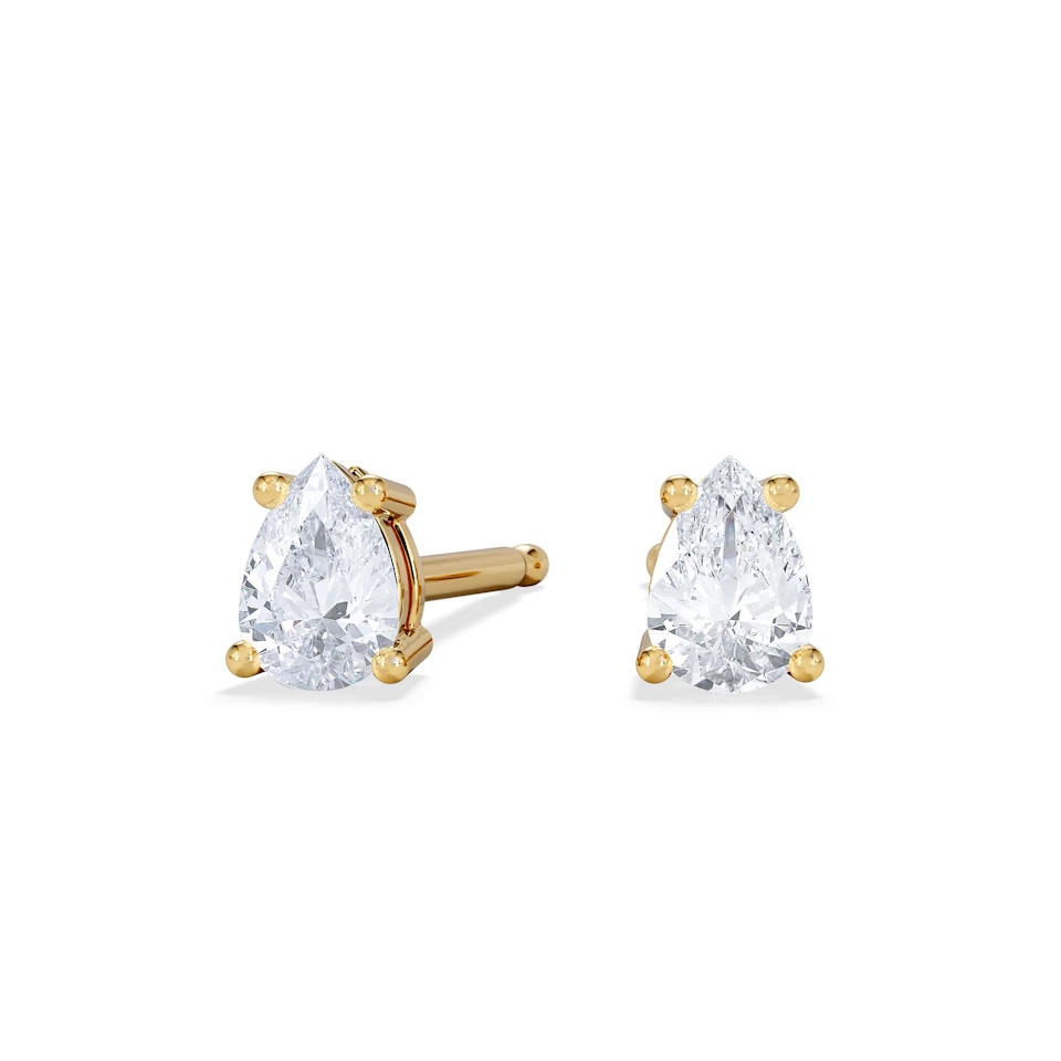 Naomi Pear Cut Lab Diamond Stud Earrings 0.30ct H/SI in 18k Gold Vermeil