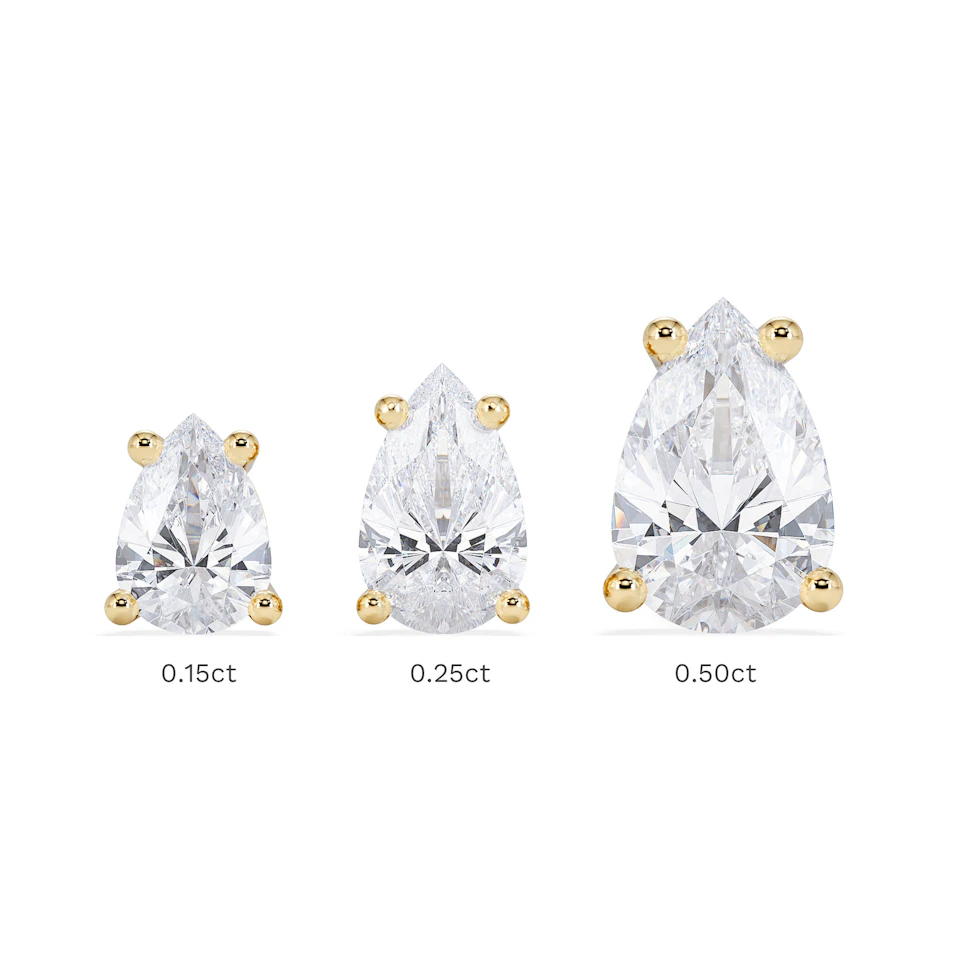 Naomi Pear Cut Lab Diamond Stud Earrings 0.30ct H/SI in 18k Gold Vermeil