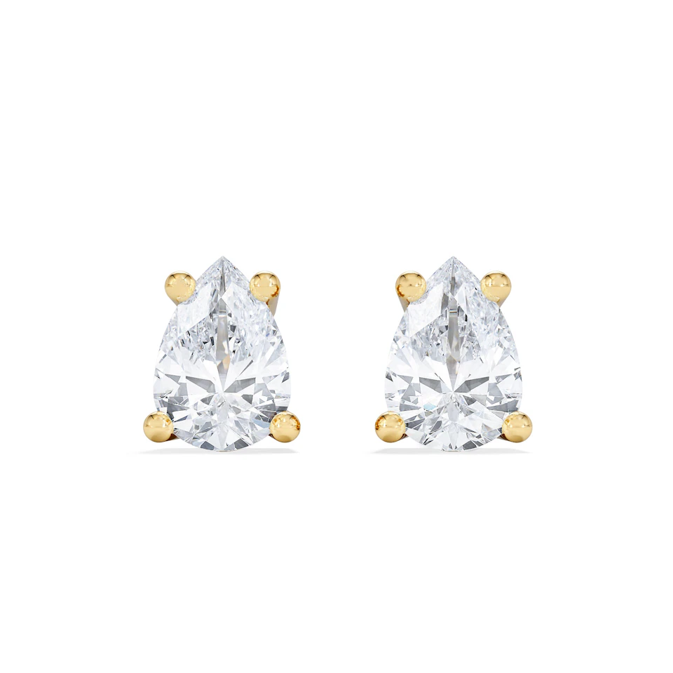 Naomi Pear Cut Lab Diamond Stud Earrings 0.30ct H/SI in 18k Gold Vermeil