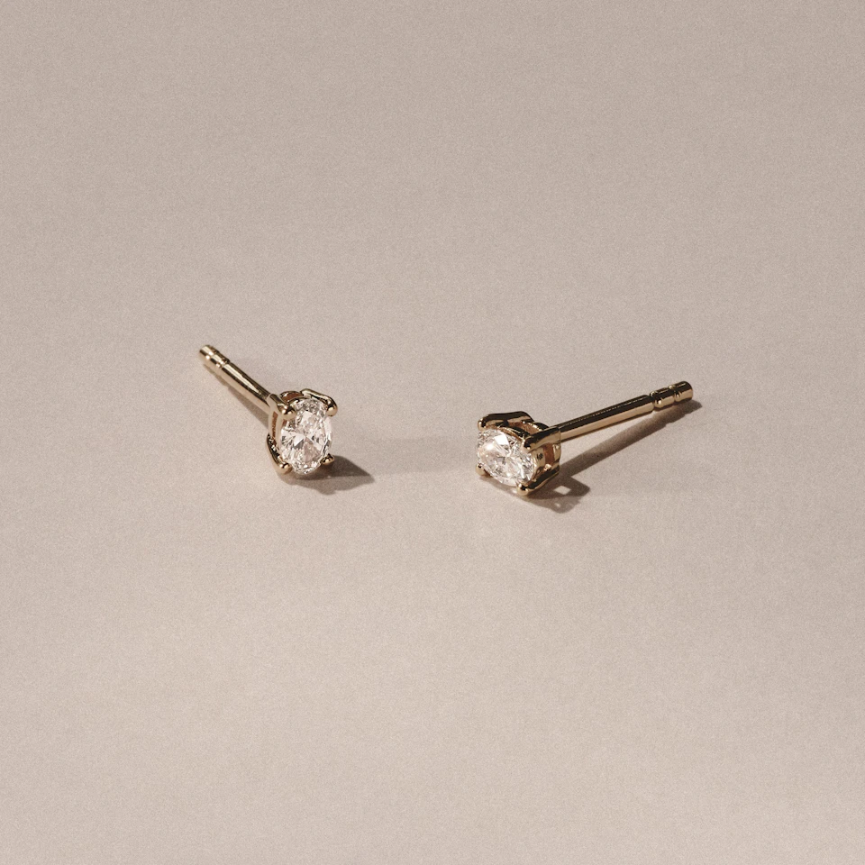 Naomi Oval Cut Lab Diamond Stud Earrings 0.30ct H/SI in 18k Gold Vermeil
