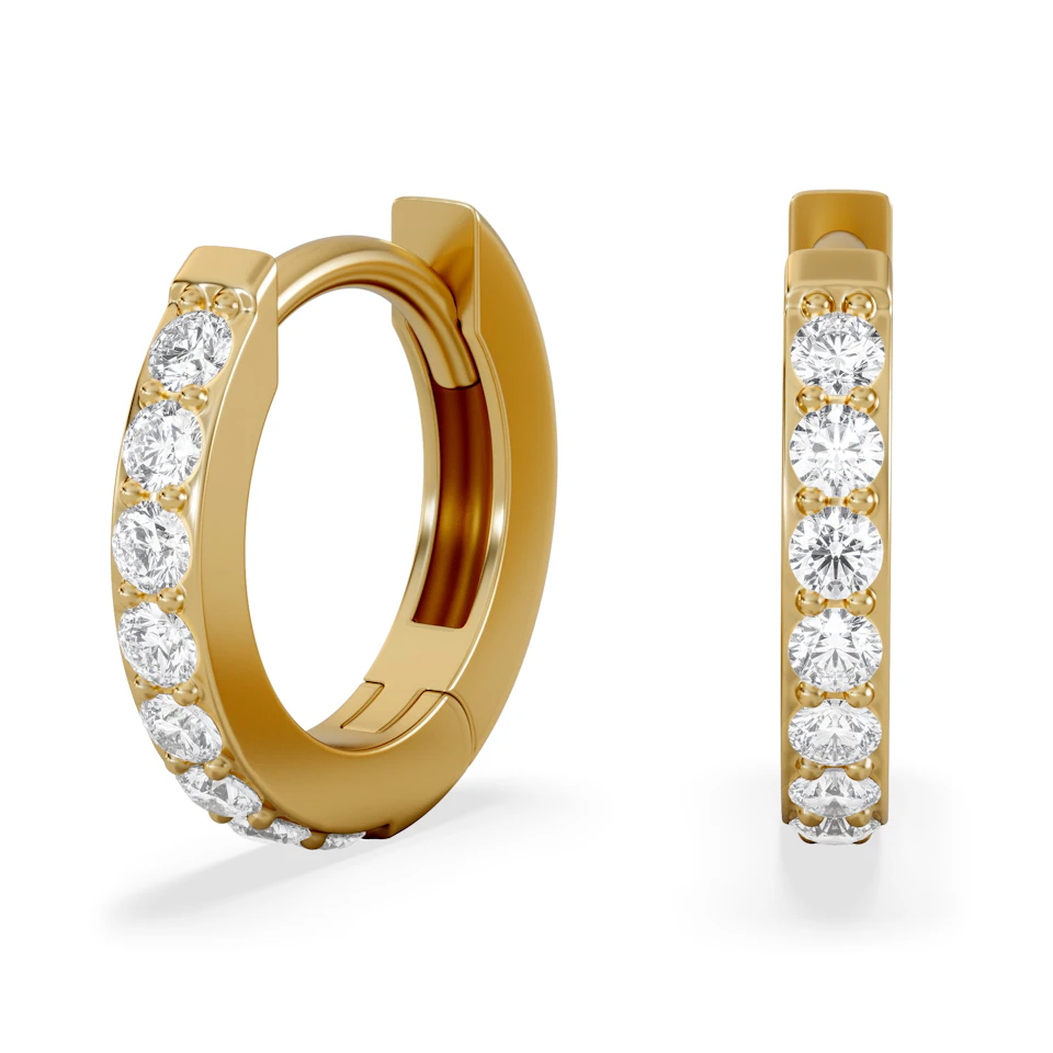 Row Huggie Lab Diamond Earrings 0.18ct in 18K Gold Vermeil