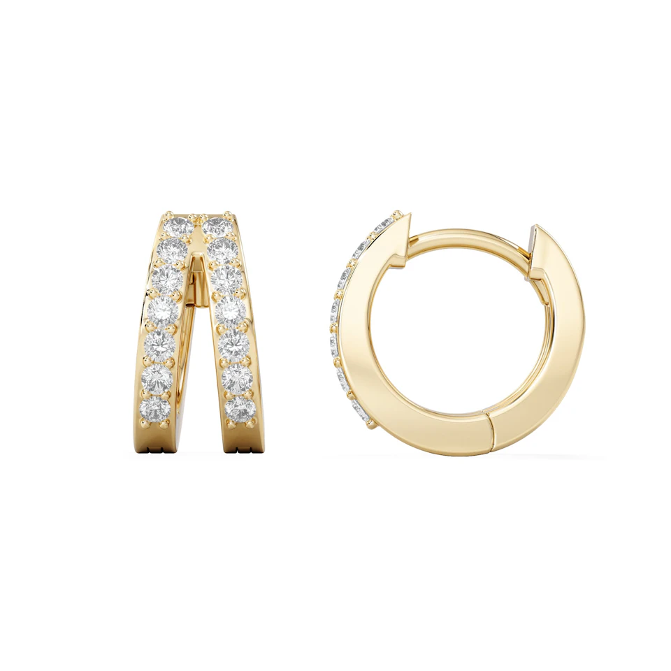 Duo Row Huggie Lab Diamond Earrings 0.22ct in 18K Gold Vermeil