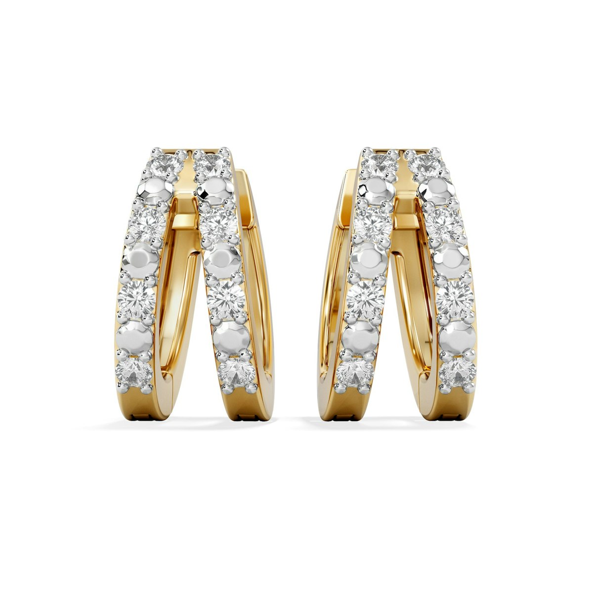 Duo Row Huggie Lab Diamond Earrings 0.22ct in 18K Gold Vermeil