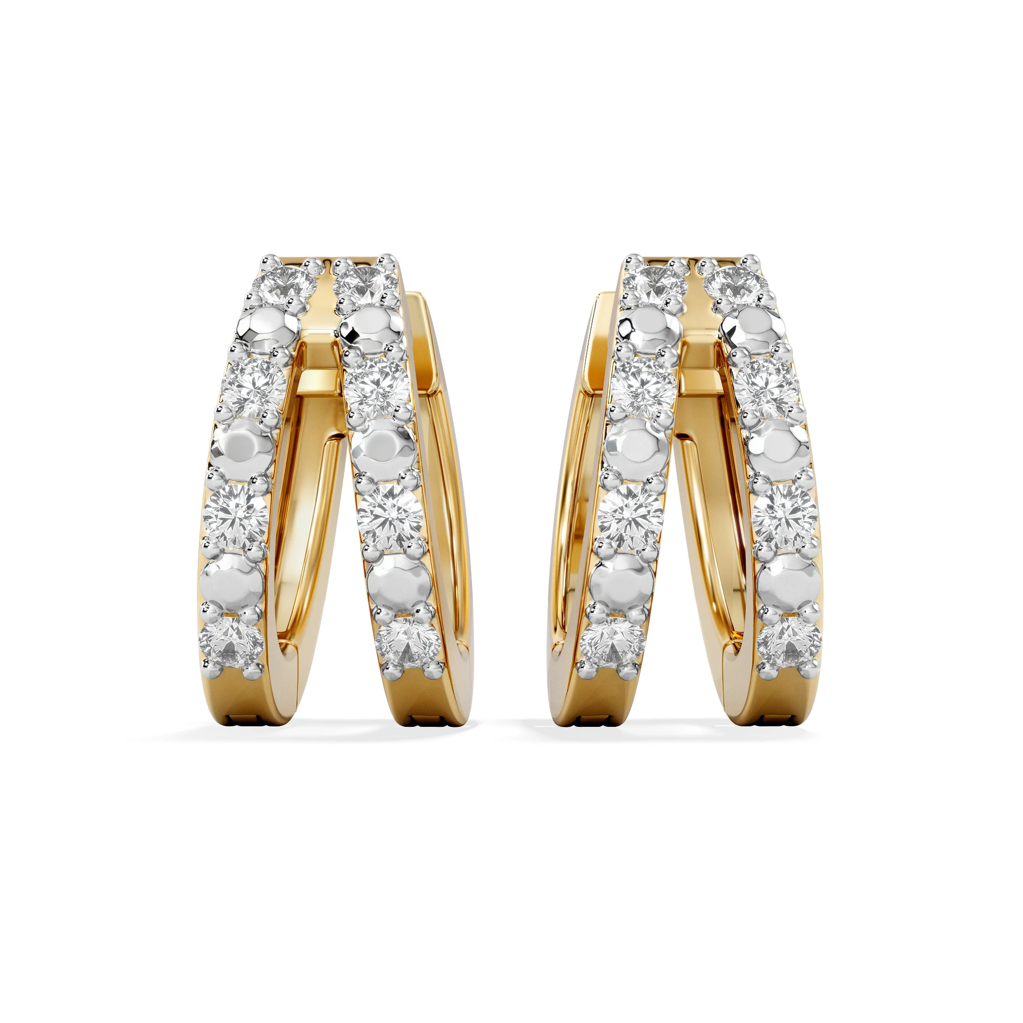 Duo Row Huggie Lab Diamond Earrings 0.22ct in 18K Gold Vermeil