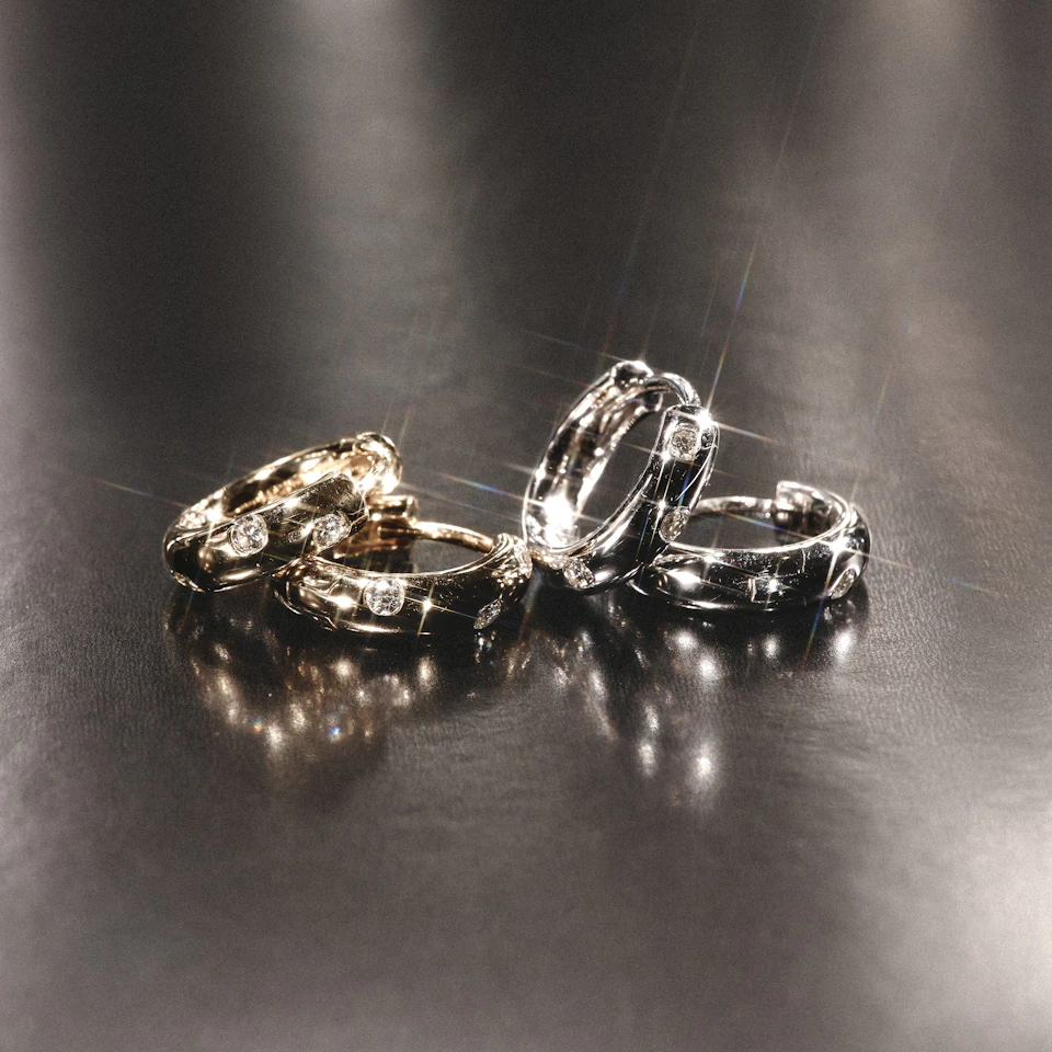 Seamless Lab Diamond Huggie Earrings 0.08ct in Sterling Silver
