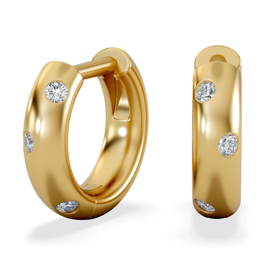 Seamless Lab Diamond Huggie Earrings 0.08ct in 18K Gold Vermeil