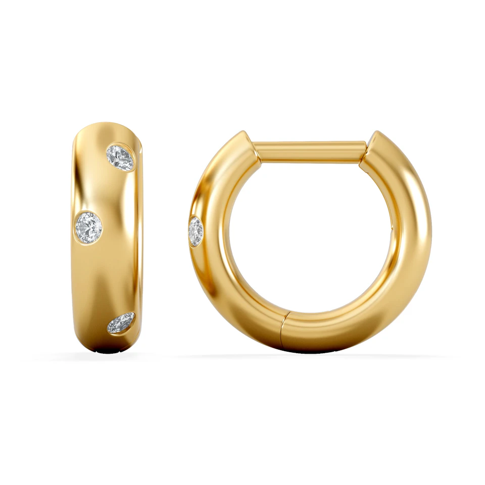 Seamless Lab Diamond Huggie Earrings 0.08ct in 18K Gold Vermeil