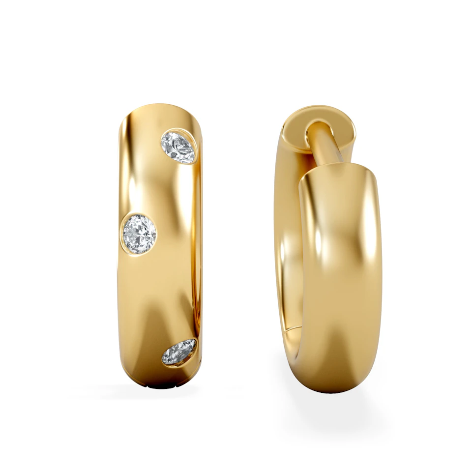 Seamless Lab Diamond Huggie Earrings 0.08ct in 18K Gold Vermeil
