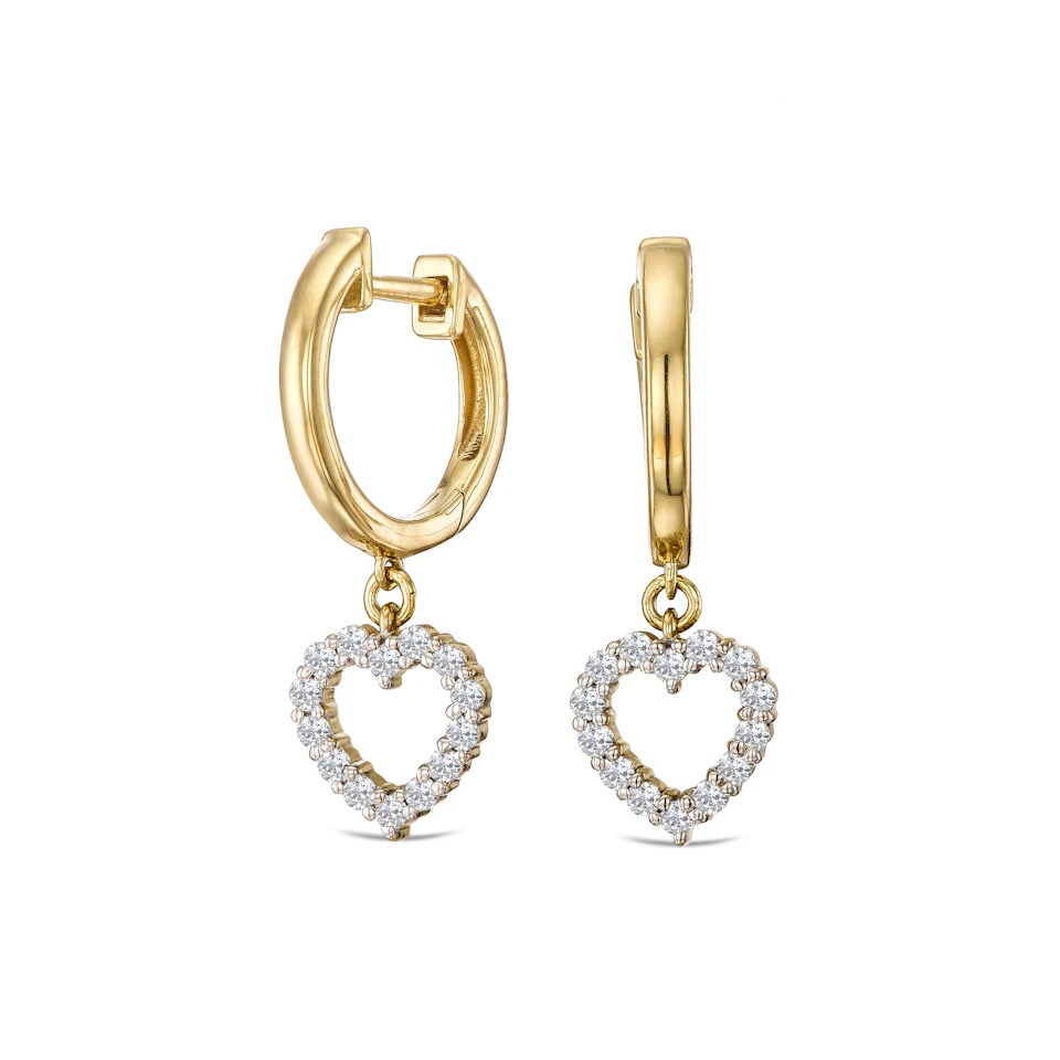Heart Drop Huggie Lab Diamond Earrings 0.31ct in 18k Gold Vermeil