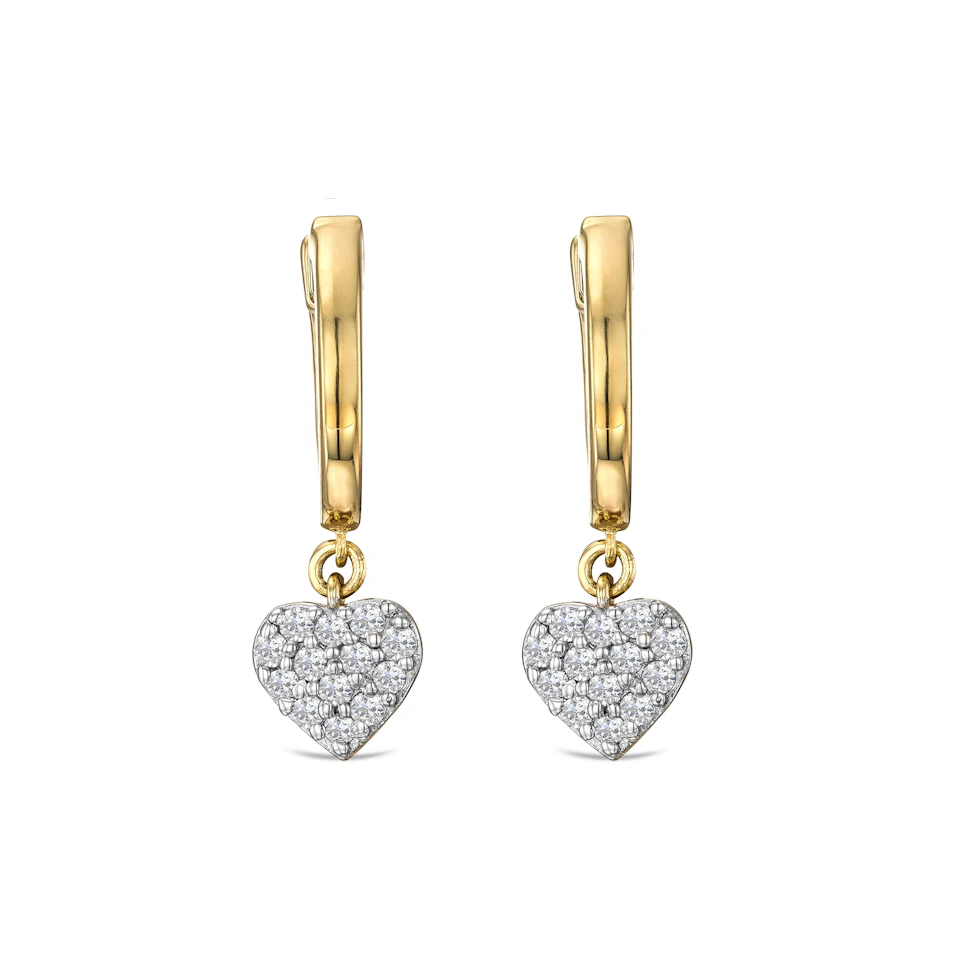 Heart Pave Drop Huggie Lab Diamond Earrings 0.29ct in 18k Gold Vermeil