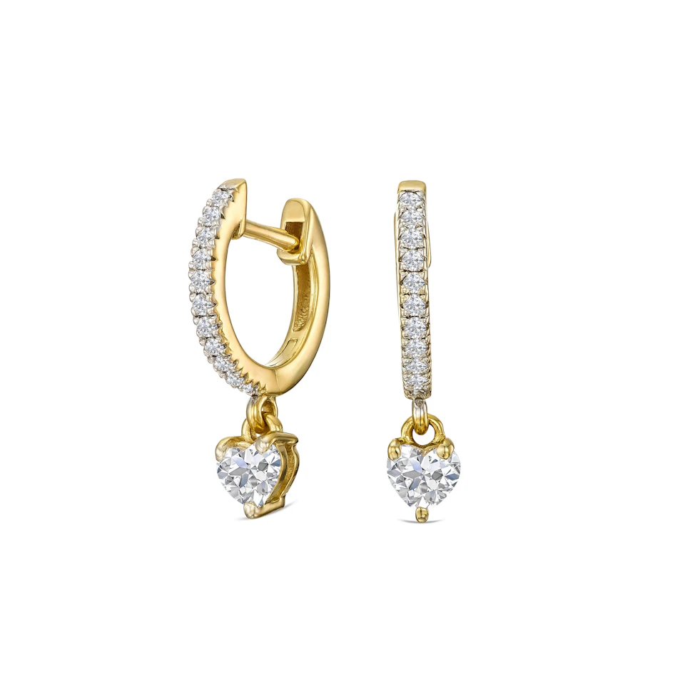 Stellato Heart Drop Huggie Earrings Lab Diamond 0.50ct in 18k Gold Vermeil