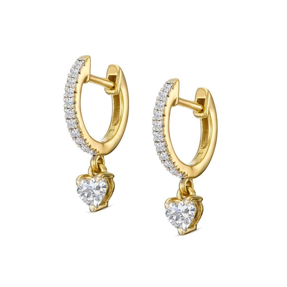 Stellato Heart Drop Huggie Earrings Lab Diamond 0.50ct in 18k Gold Vermeil