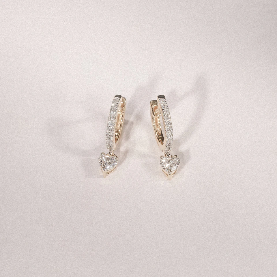 Stellato Heart Drop Huggie Earrings Lab Diamond 0.50ct in 18k Gold Vermeil