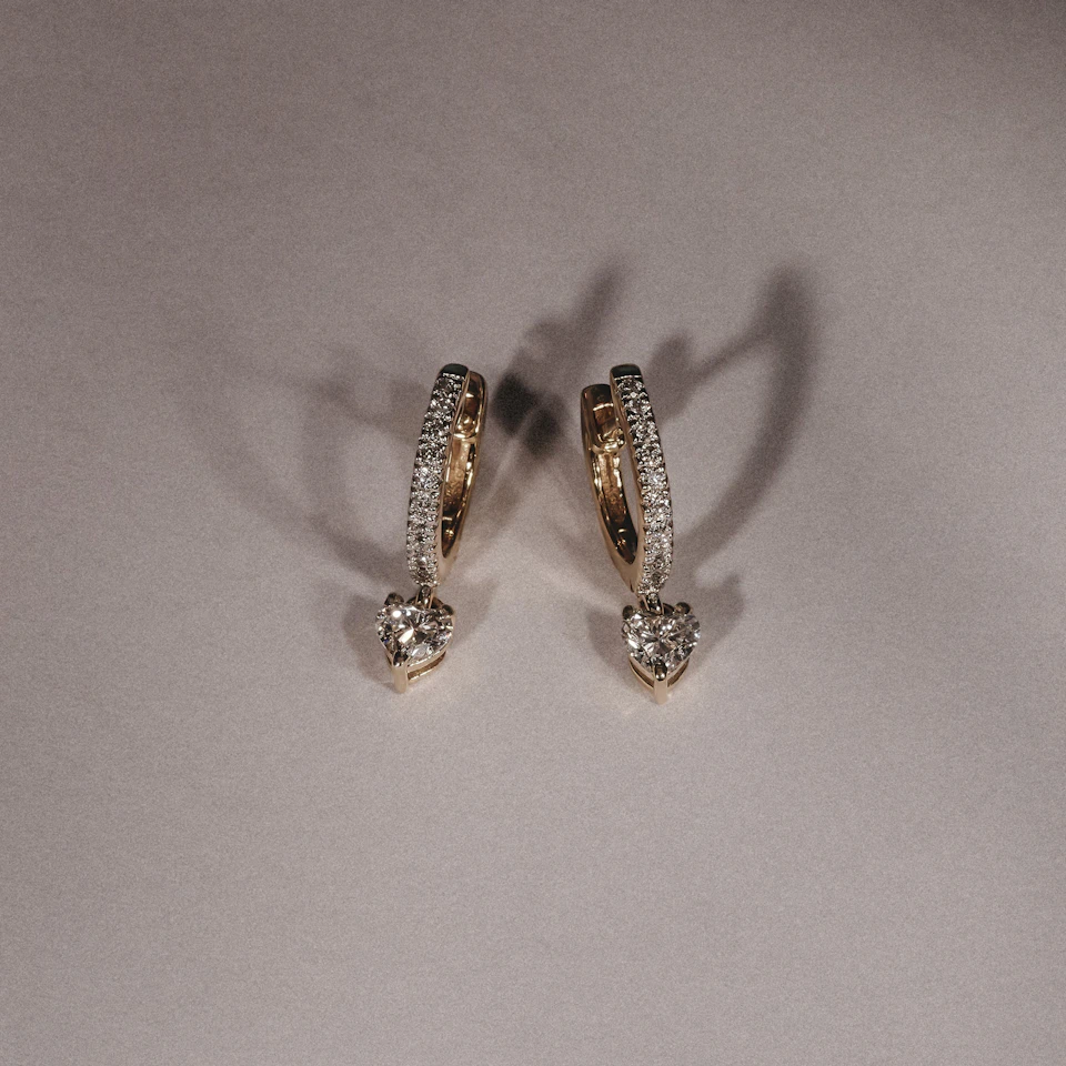 Stellato Heart Drop Huggie Earrings Lab Diamond 0.50ct in 18k Gold Vermeil